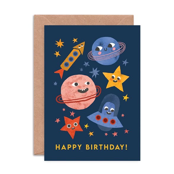 Emily Nash Illustration Gratulationskort, space faces