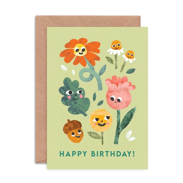 Emily Nash Illustration Gratulationskort, flower faces
