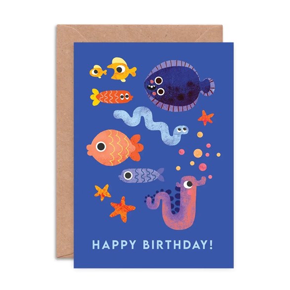 Emily Nash Illustration Gratulationskort, fish faces
