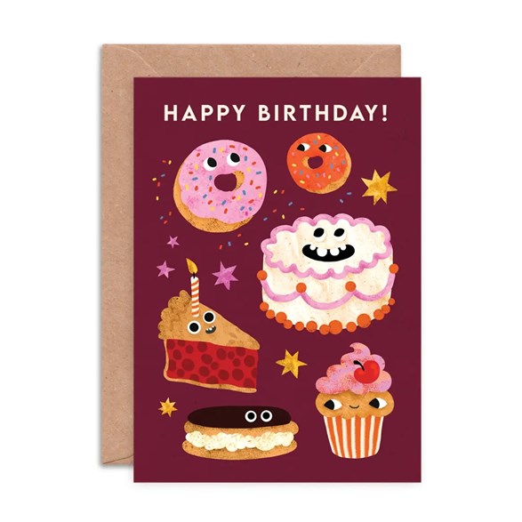 Emily Nash Illustration Gratulationskort, cake faces