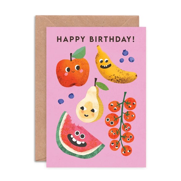 Emily Nash Illustration Gratulationskort, fruit faces