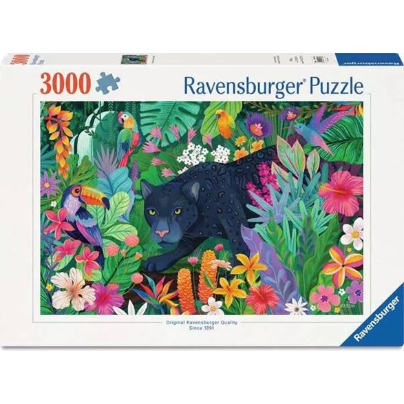 Ravensburger Pussel 3000 bitar, panther in the flowery jungle