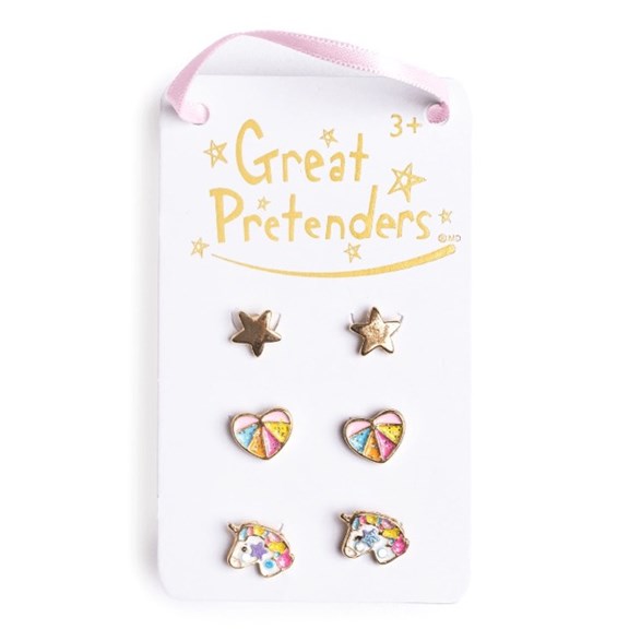Great Pretenders Boutique Cheerful Studded Earrings, 3 Sets