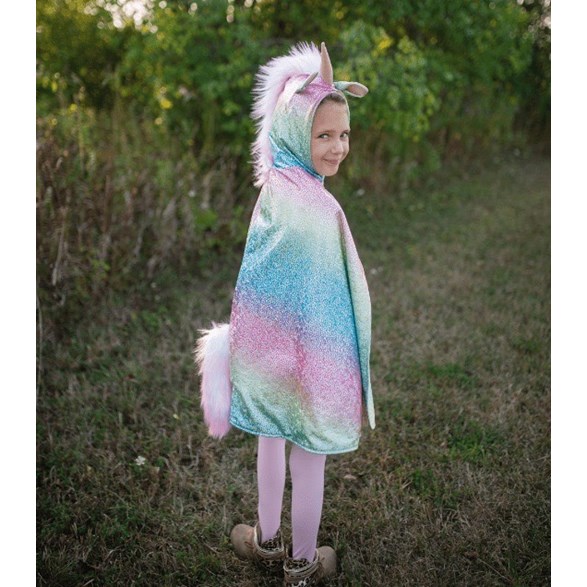 Great Pretenders Rainbow reversible unicorn/dragon cape, 5-6 år