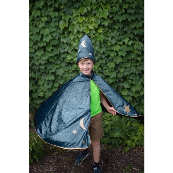 Great Pretenders Starry night cape with hat, 7-8 år