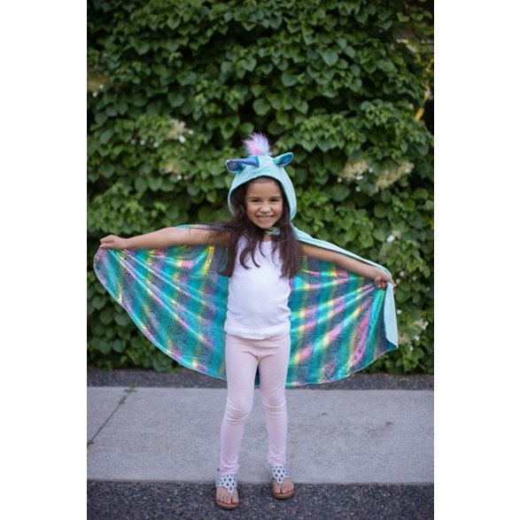 Great Pretenders Unicorn dragon vändbar cape blue, 5-6 år