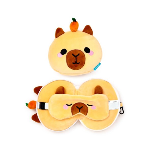 Puckator Relaxeazzz Duke the capybara rund resekudde & ögonmask