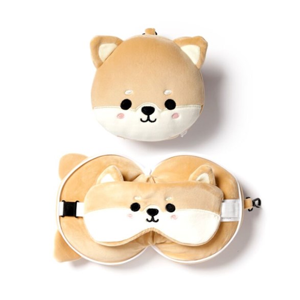 Puckator Relaxeazzz shiba inu rund resekudde & ögonmask
