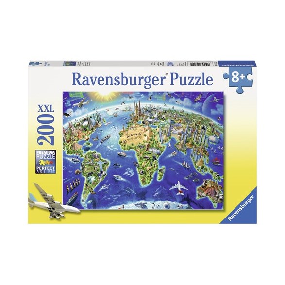 Ravensburger Pussel 200 bitar, world landmarks map