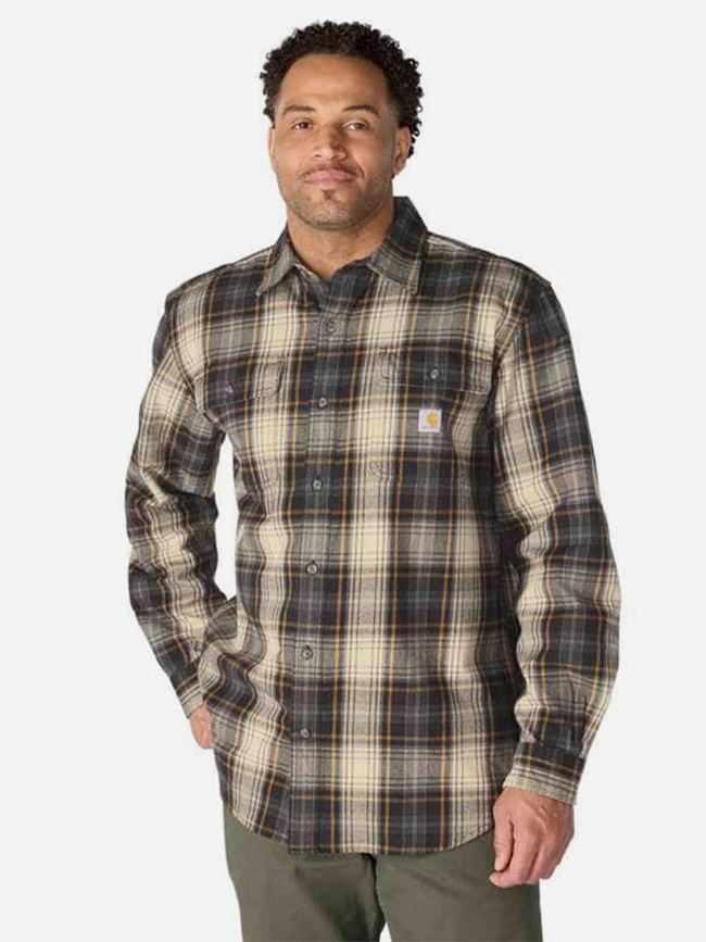 Carhartt Loose Fit Heavyweight Flannel Long-Sleeve Plaid Shirt