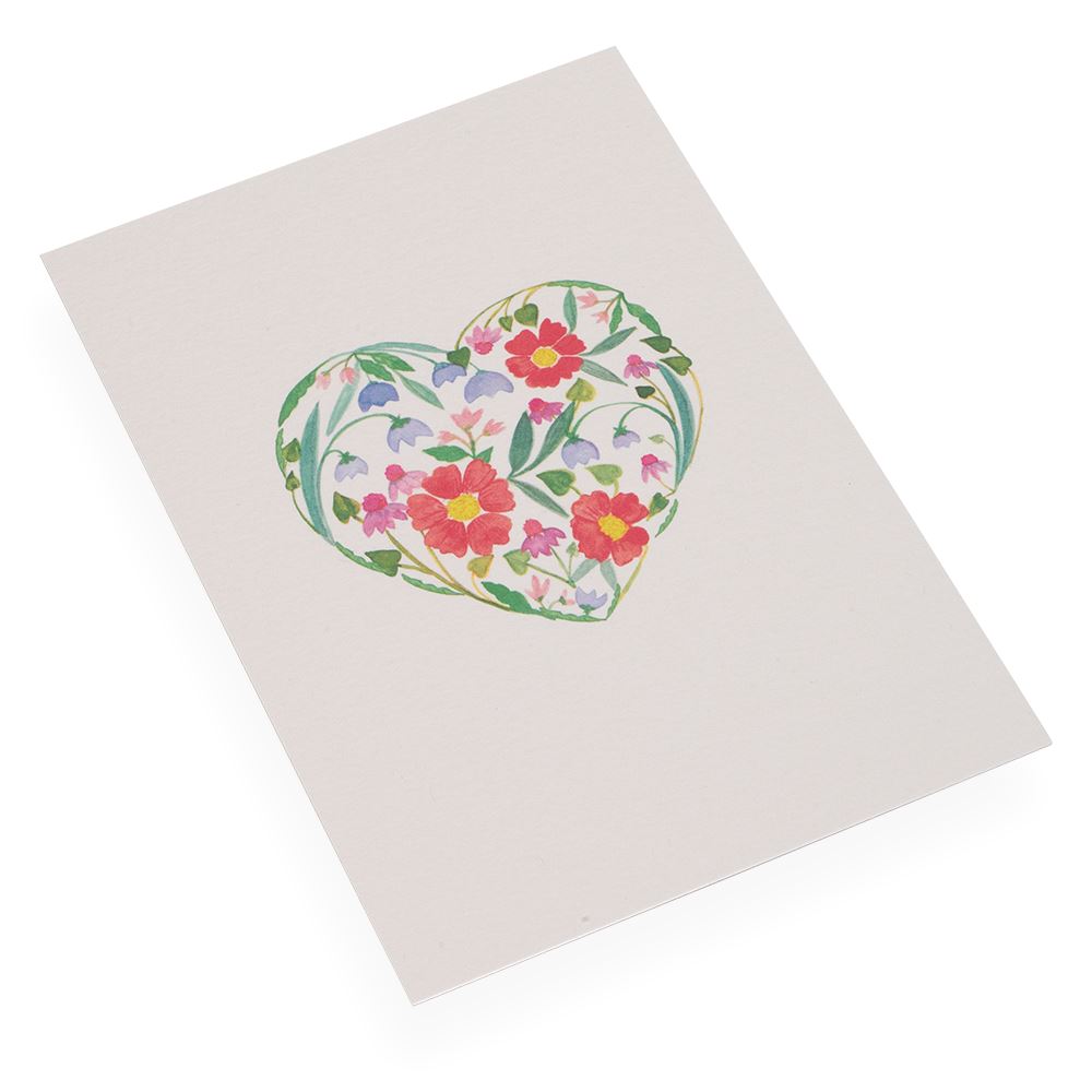 Baumwollpapierkarte, Blumenherz, 5-pack