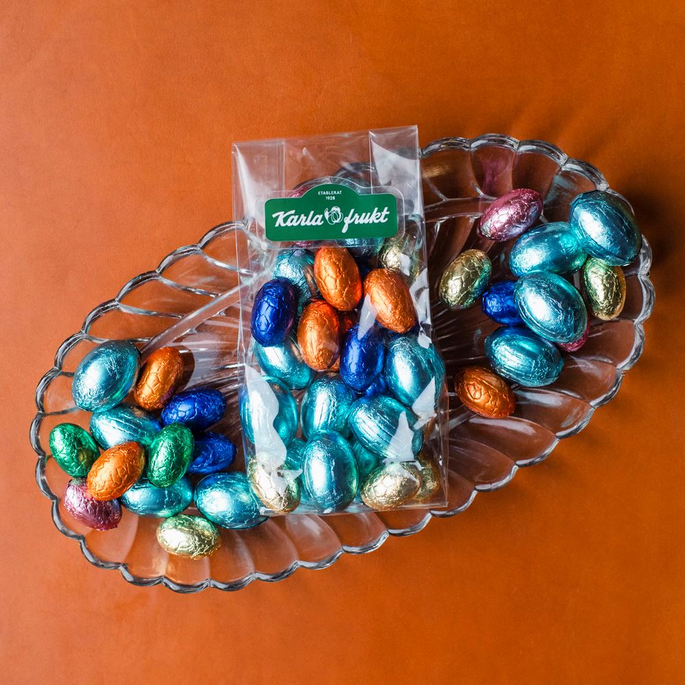 Fyllda chokladägg i folie