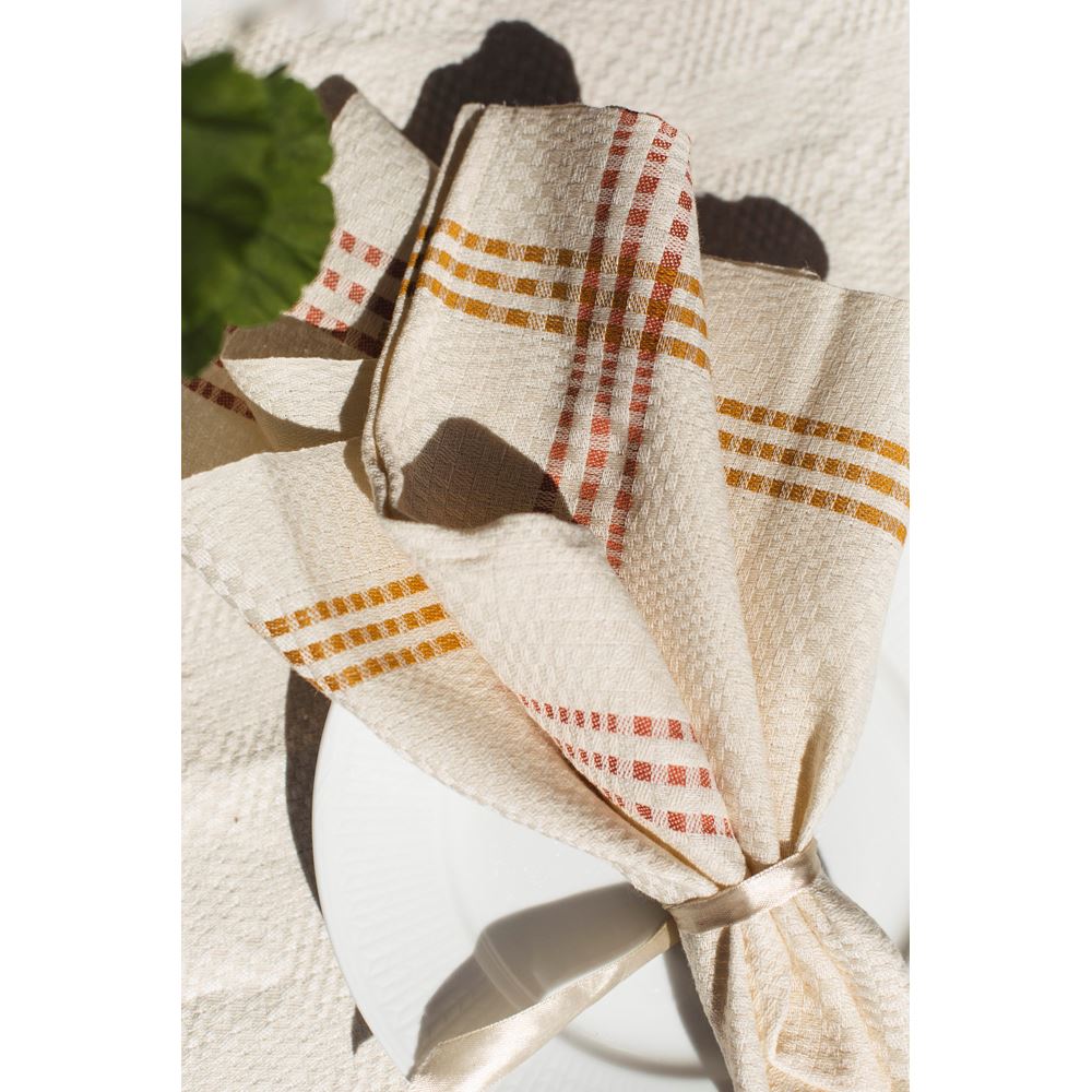 Insjöns Väveri x Emma Olbers, Napkin in Ochre/Pink