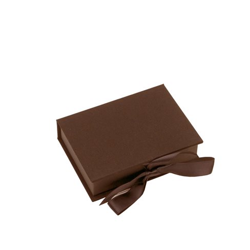 Box with silk ribbon, Coffee