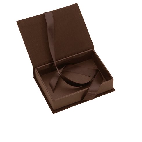 Box with silk ribbon, Coffee
