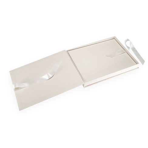 Limpsewn photo album in box with ribbon