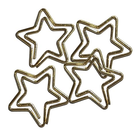 Brass Paper Clips, Star, Gold
