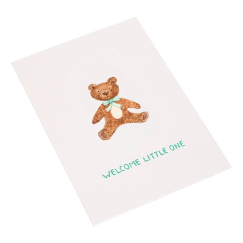 Cotton Paper Card, Teddy, 5-pack