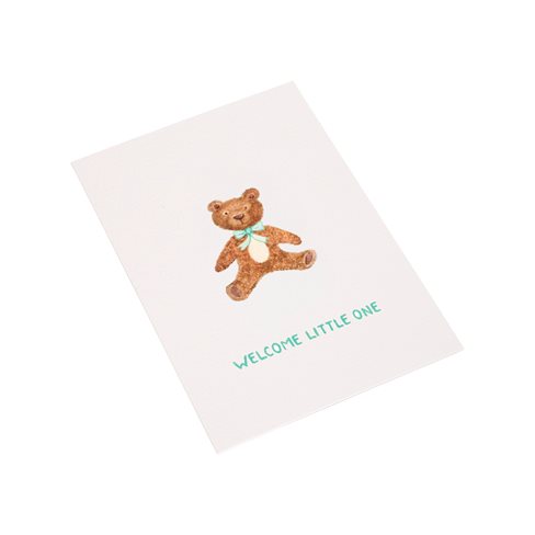 Cotton Paper Card, Teddy, 5-pack