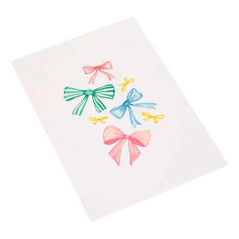 Cotton Paper Card, Bows, 5-pack