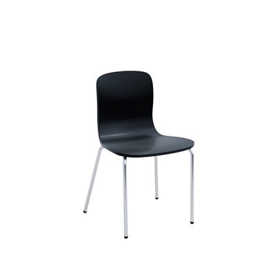 Stol Alcudia, Svart sits, Kromat stativ, omonterad
