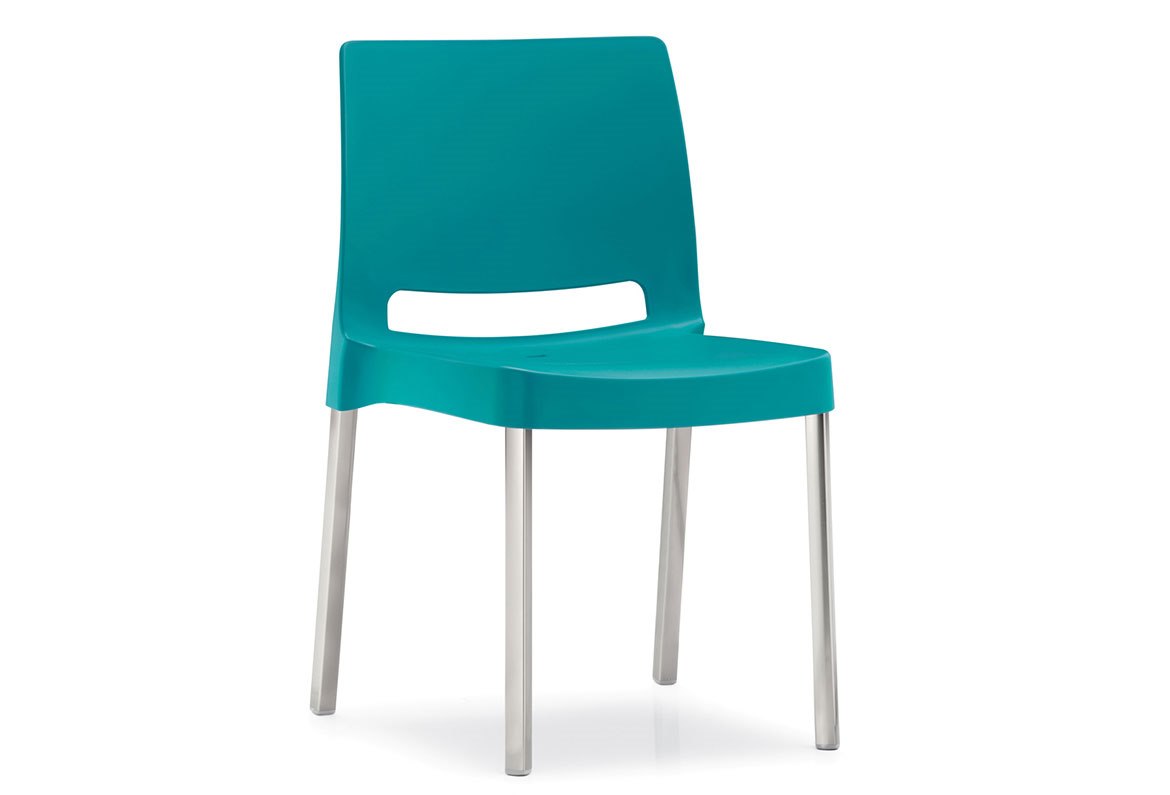 Stol Joi, sh.46 cm, stapelbar, blågrön