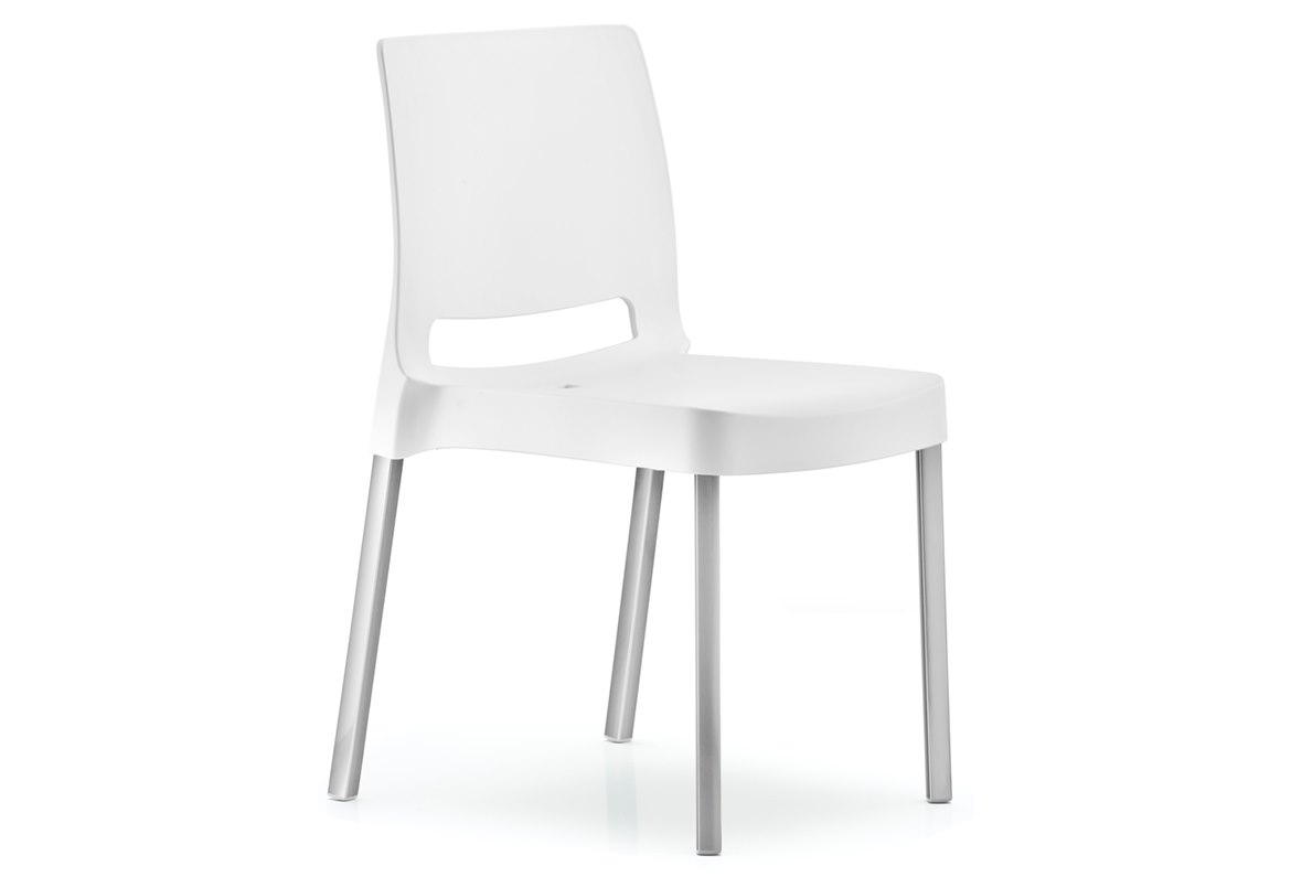 Stol Joi, sh.46 cm, stapelbar, vit