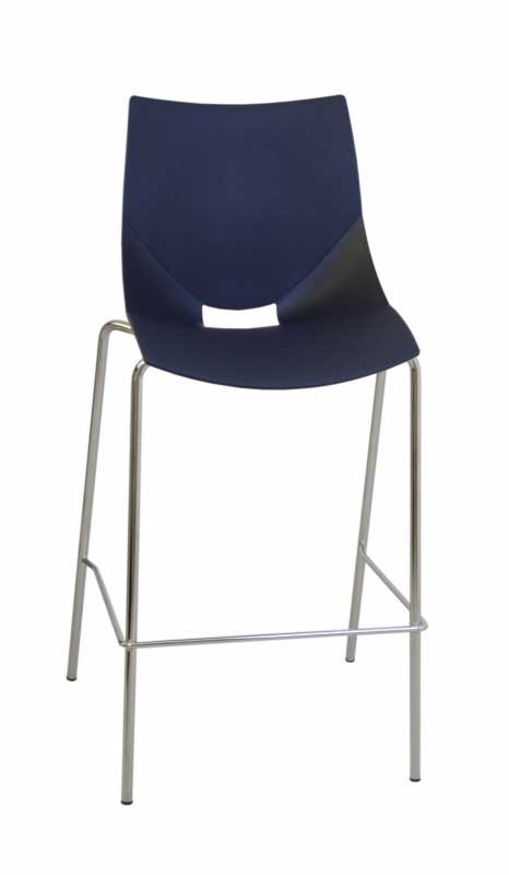 Barstol Shell/4-Bar, Blå / krom
