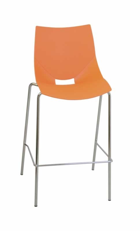 Barstol Shell/4-Bar, Orange / krom