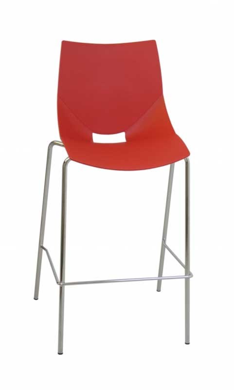 Barstol Shell/4-Bar, Röd / krom