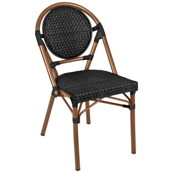Stol Paris 27, svart, brun ram