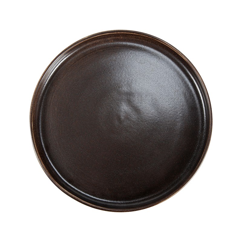 Tallrik Rhea, dia 27 cm, flat, med kant, brun/svart
