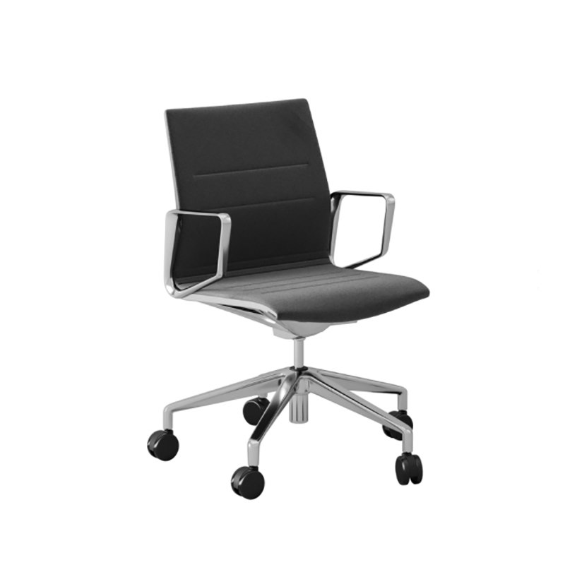 Kontor/konferensstol Styrelse, mellanhög rygg, mörkgrå