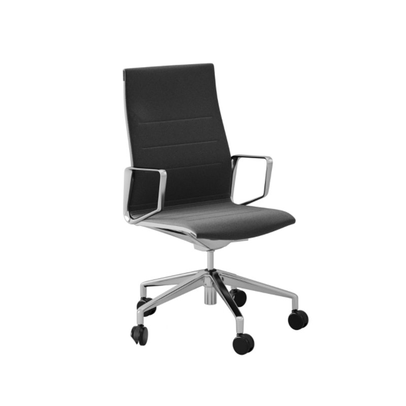 Kontor/konferensstol Styrelse, hög rygg, mörkgrå
