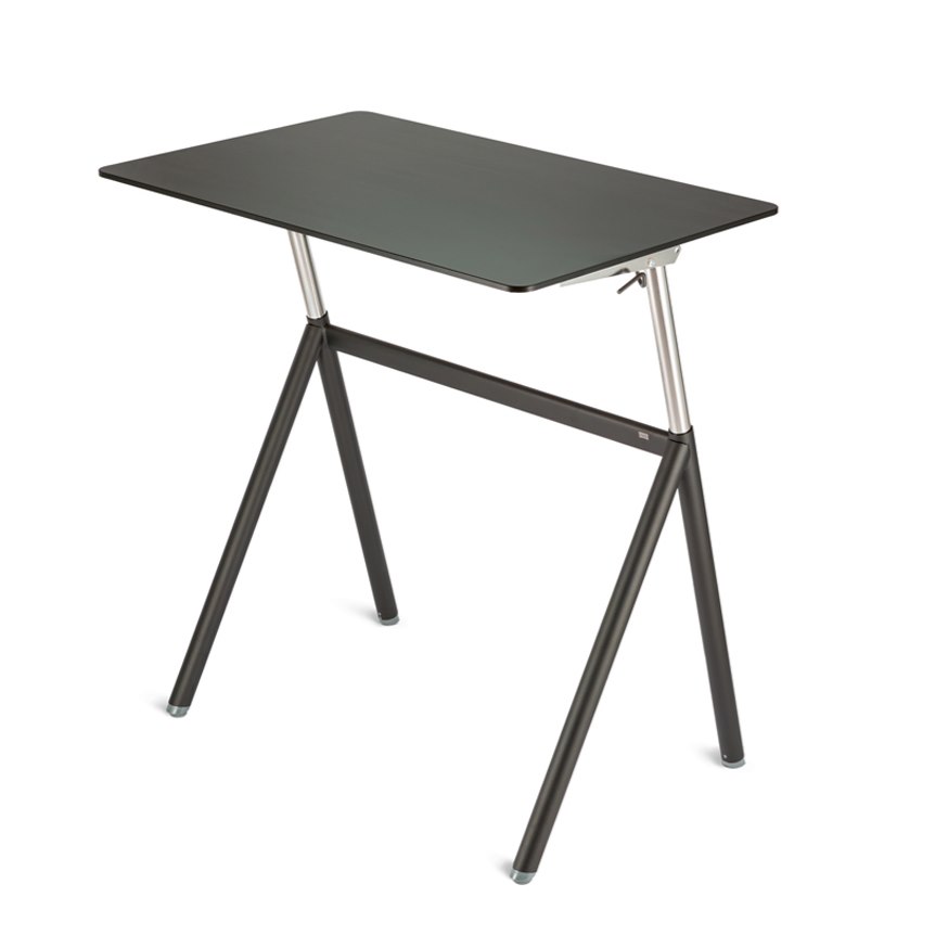 Höj- och sänkbart skrivbord Stand Up krom/svart gasfjäder bordsskiva 96×60 cm höjd 75-119 cm svart