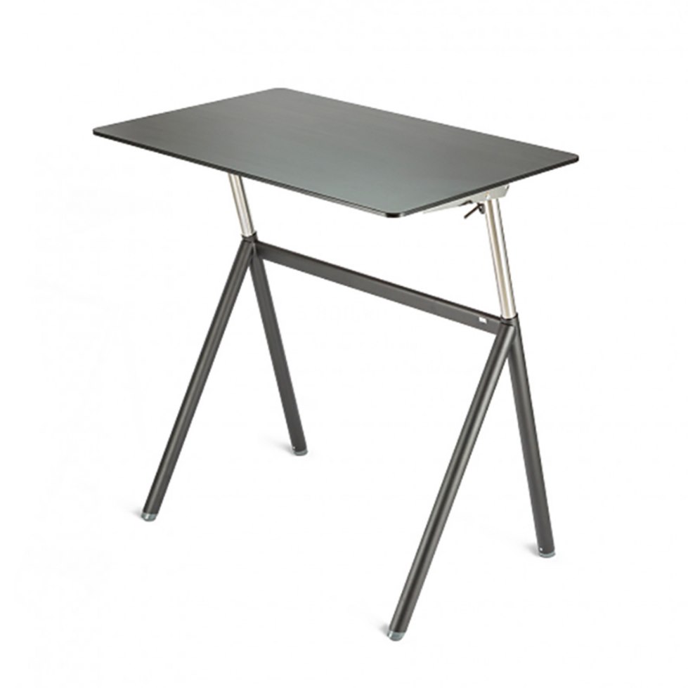 Höj- och sänkbart skrivbord Stand Up krom/svart gasfjäder bordsskiva 96×60 cm höjd 75-119 cm Black wood