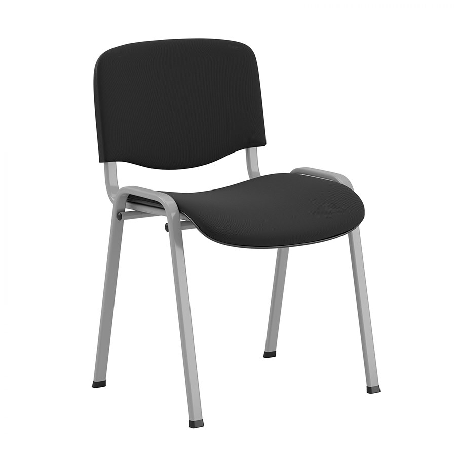 Konferensstol Sofie, svart tyg, stapelbar, silvergrå