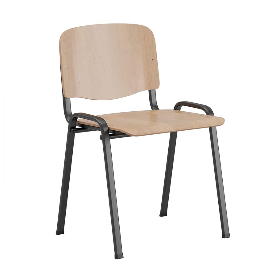 Konferensstol Sofie, björkplywood, stapelbar, svart