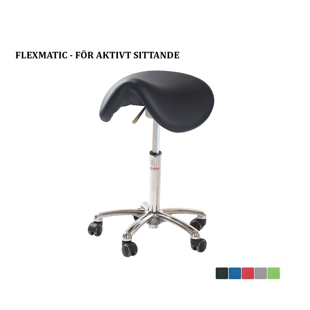 Sadelstol Dalton Flexmatic Seat sitthöjd 53-77 cm tyg eller konstläder 5 färger
