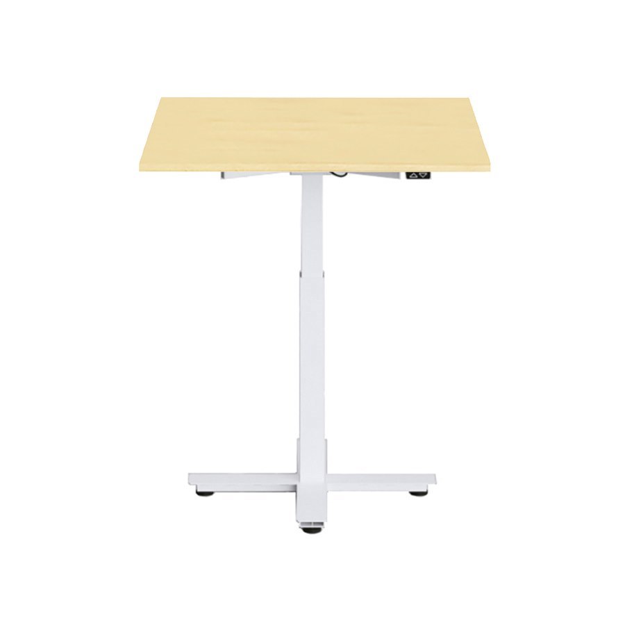 Höj och sänkbart elskrivbord, en pelare, vitt stativ, björk bordsskiva 60x60cm