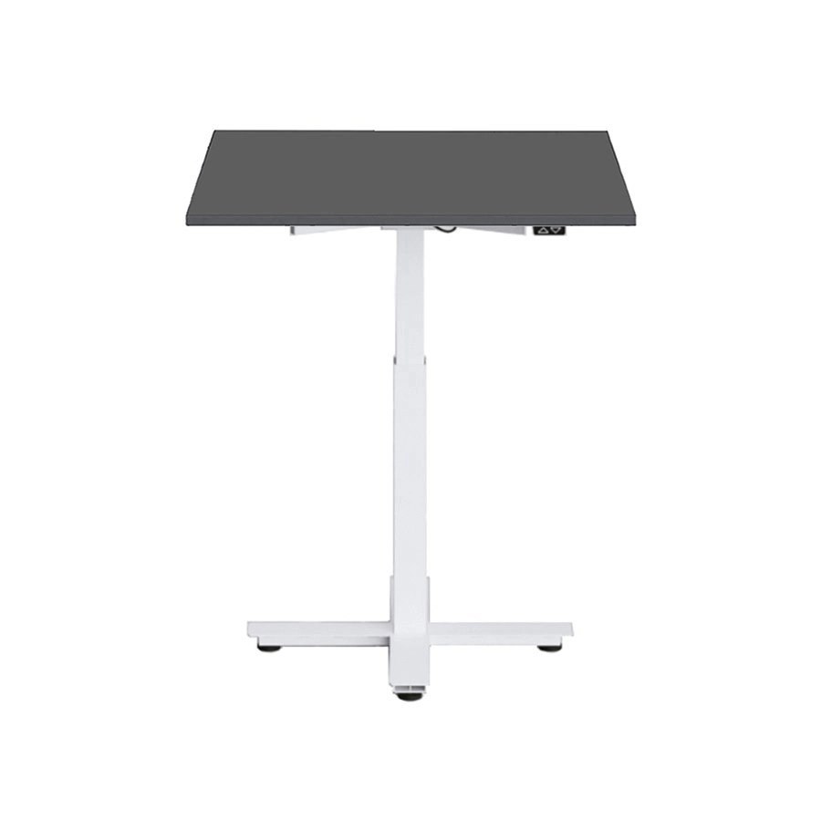 Höj och sänkbart elskrivbord, en pelare, vitt stativ, svart bordsskiva 60x60cm