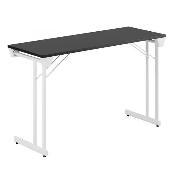 Kongress Style, vitt stativ, svart bordsskiva 120x50cm