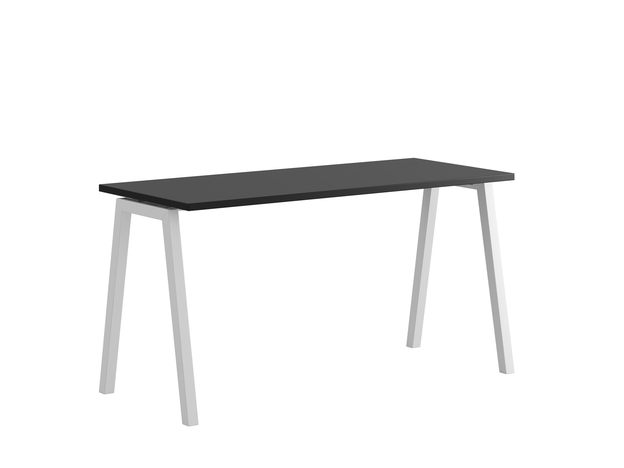 Bord med A-stativ, Luna A, vitt stativ, svart bordsskiva 160x70cm