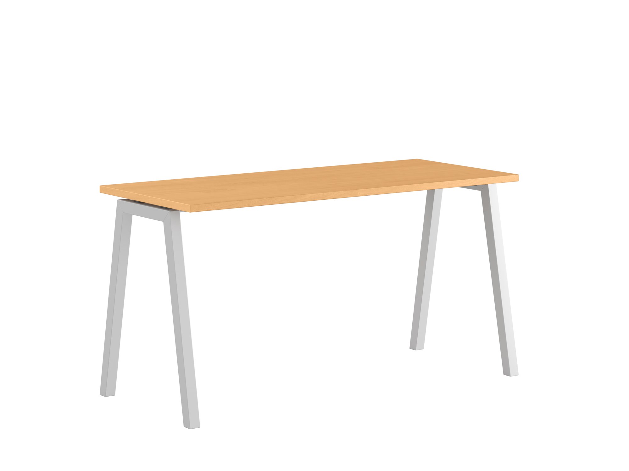 Bord med A-stativ, Luna A, vitt stativ, bok bordsskiva 180x80cm