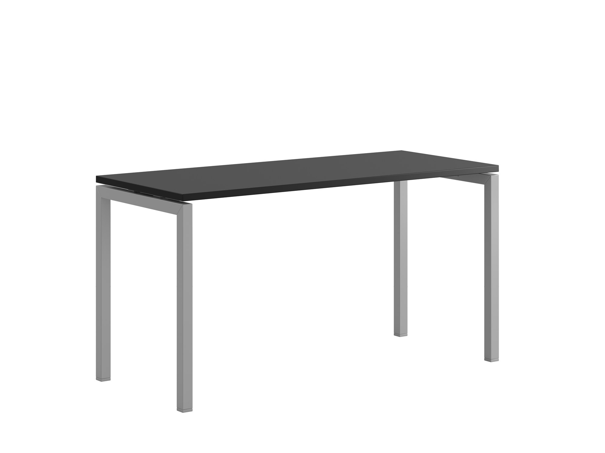 Bord med U-stativ, Luna U, grått stativ, svart bordsskiva 140x60cm