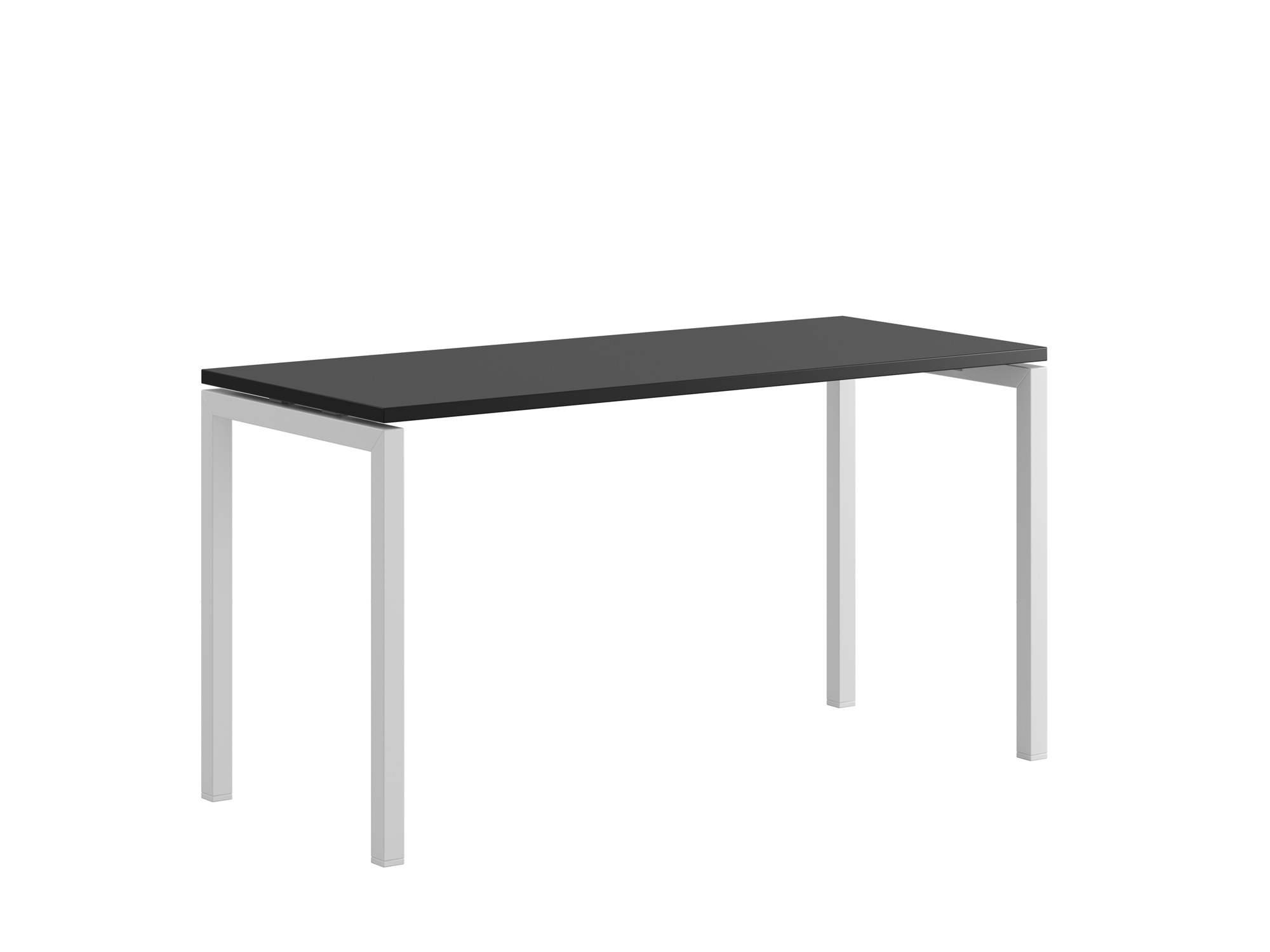 Bord med U-stativ, Luna U, vitt stativ, svart bordsskiva 140x80cm
