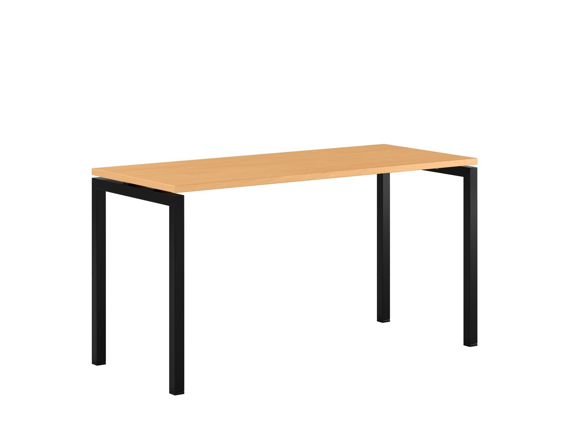 Bord med U-stativ, Luna U, svart stativ, bok bordsskiva 140x60cm