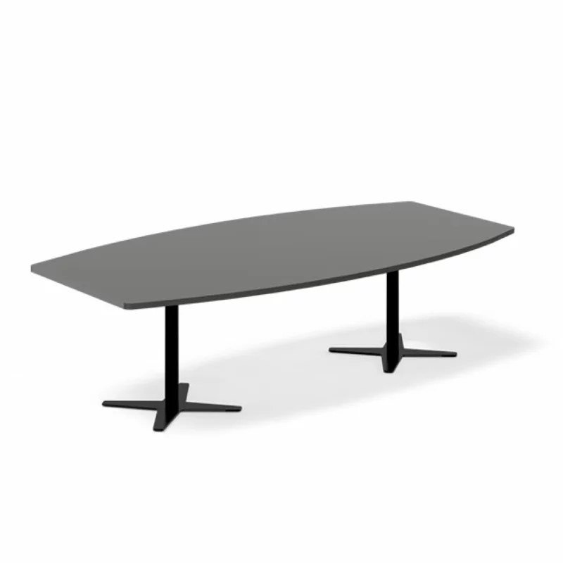 Konferensbord DNA båtformad, svart stativ, antracit bordsskiva 200x120cm