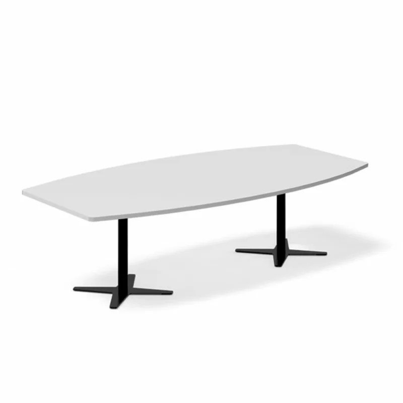Konferensbord DNA båtformad, svart stativ, ljusgrå bordsskiva 200x120cm