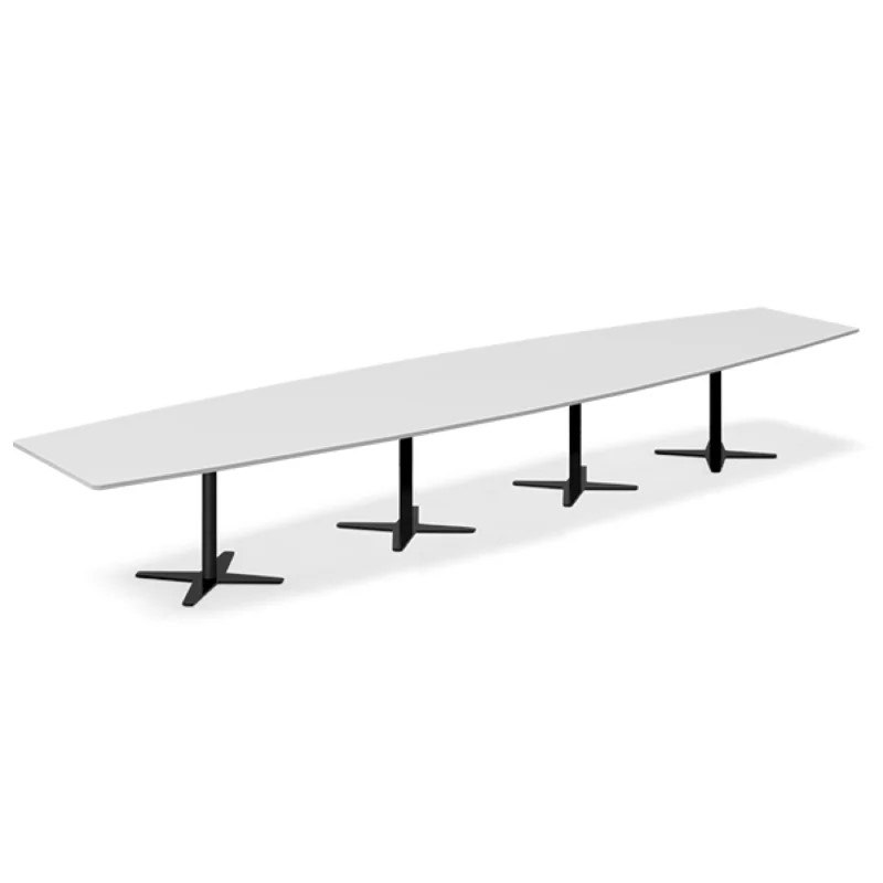 Konferensbord DNA båtformad, svart stativ, ljusgrå bordsskiva 440x120cm